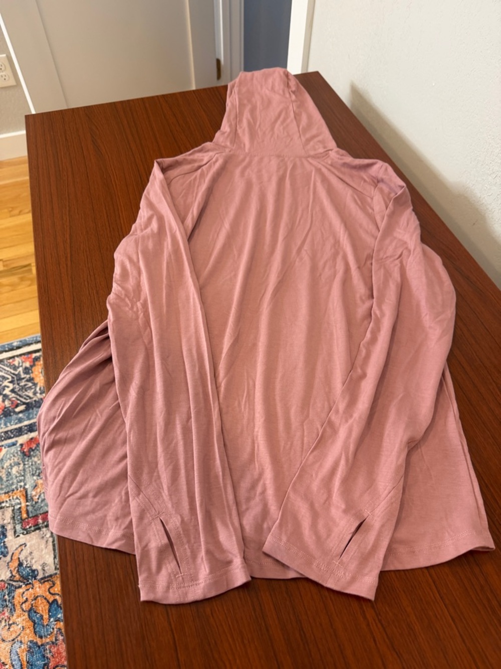 FREE FLY NWT Light Mauve Hooded Long Sleeve Top - Picture 5 of 5